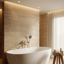 Fürdőkád csaptelep Rea Lungo Stripe Gold Brush
