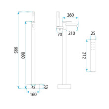 Szabadon álló padló csaptelep Rea Clif Black